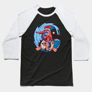 Santa Surfing Baseball T-Shirt